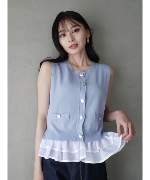 LAGUNAMOON(ラグナムーン)の「ノースリドッキングニット 【夏服】 【オフィスカジュアル】(ニット/セーター・レディース・アイボリー/ブルー/ネイビー・FREE)」の17枚目の写真