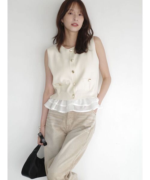 LAGUNAMOON(ラグナムーン)の「ノースリドッキングニット 【夏服】 【オフィスカジュアル】(ニット/セーター・レディース・アイボリー/ブルー/ネイビー・FREE)」の4枚目の写真