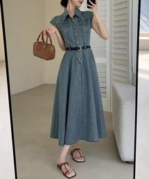 ノースリーブデニムワンピース