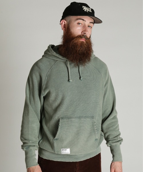 Schott（ショット）の「Schott/ショット/ASING AFTER HOOD SWEAT/エイジング アフター フード スウェット パーカー（パーカー・メンズ・ブラック/ブラウン/ダークグリーン・2XL/L/M/XL）」の3枚目の写真