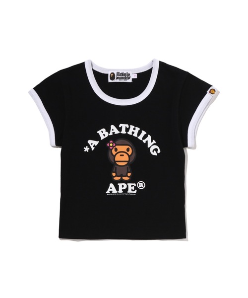 A BATHING APE（アベイシングエイプ）の「BABY LISA COLLEGE CROPPED TEE（Tシャツ/カットソー・レディース・ブラック/ホワイト・LARGE/MEDIUM/SMALL）」の2枚目の写真