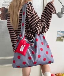 Bicolor polka dot shoulder bag