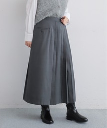 シャンブレートロプリーツ　片ひだコンビスカート