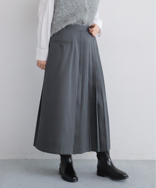予約】シャンブレートロプリーツ 片ひだコンビスカート | NOMBRE IMPAIR