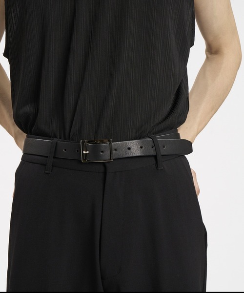 NO ID.(ノーアイディ)の「【NO ID.】Irregular Square Buckle Leather Belt / イレギュラー スクエア バックル レザー ベルト(ベルト・メンズ・ブラック・ONE SIZE)」の7枚目の写真
