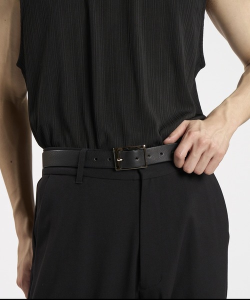 NO ID.(ノーアイディ)の「【NO ID.】Irregular Square Buckle Leather Belt / イレギュラー スクエア バックル レザー ベルト(ベルト・メンズ・ブラック・ONE SIZE)」の9枚目の写真