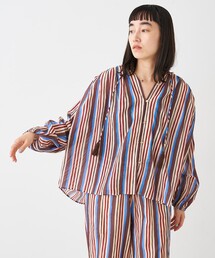collex | ブロックプリント ユラギ ストライプブラウス(シャツ/ブラウス)