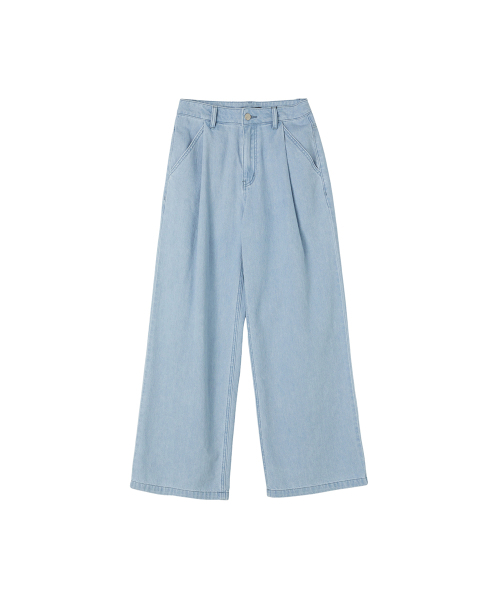 LAP（ラップ）の「ワンタックロングワイドデニムパンツ AS2DP460（デニムパンツ・レディース・ライトインディゴブルー・MEDIUM/SMALL）」の3枚目の写真