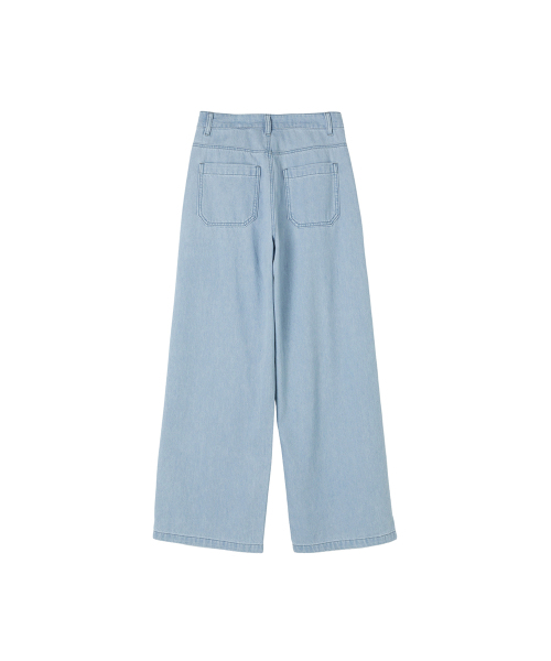 LAP（ラップ）の「ワンタックロングワイドデニムパンツ AS2DP460（デニムパンツ・レディース・ライトインディゴブルー・MEDIUM/SMALL）」の2枚目の写真