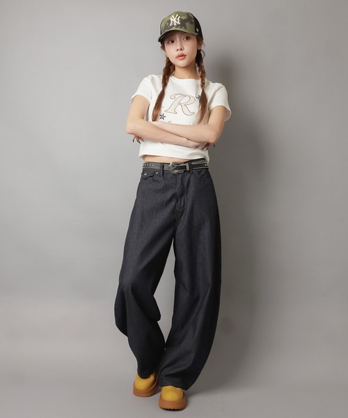 SPINNS（スピンズ）の「デニムバルーンパンツ/ストライプ/韓国ガーリー（デニムパンツ・レディース・グレー/インディゴブルー・ONESIZE）」の16枚目の写真
