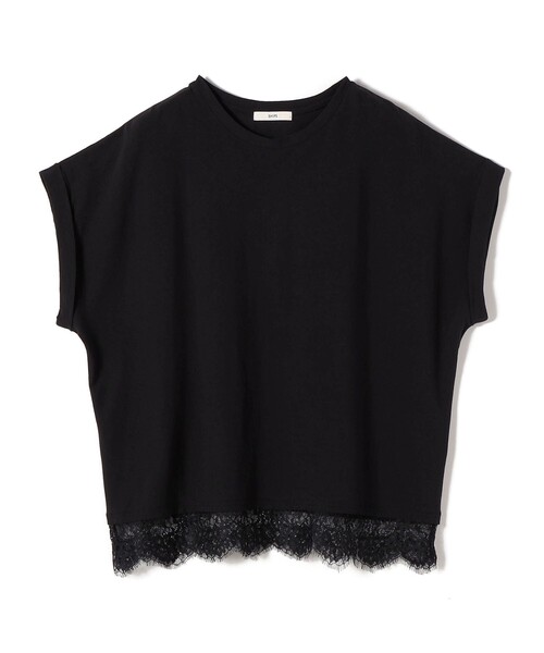 SHIPS(シップス)の「〈手洗い可能〉レース コンビ フレンチ スリーブ TEE(Tシャツ/カットソー・レディース・ホワイト/ダークグレー・ONE SIZE)」の12枚目の写真
