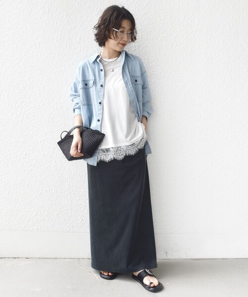 SHIPS(シップス)の「〈手洗い可能〉レース コンビ フレンチ スリーブ TEE(Tシャツ/カットソー・レディース・ホワイト/ダークグレー・ONE SIZE)」の14枚目の写真