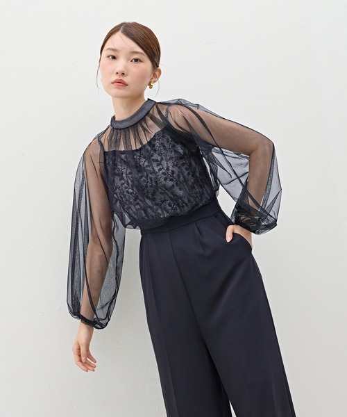 Kana(カナ)の「スパンコール刺繍シアーリボンパンツドレス パーティー 結婚式 お呼ばれ オケージョン(パンツドレス・レディース・チャコールグレー/ブラック・M)」の1枚目の写真