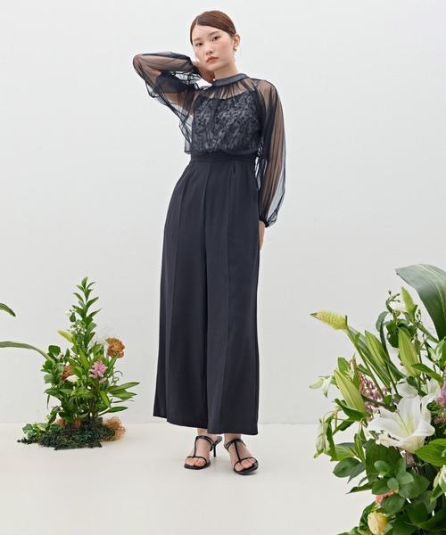 Kana(カナ)の「スパンコール刺繍シアーリボンパンツドレス パーティー 結婚式 お呼ばれ オケージョン(パンツドレス・レディース・チャコールグレー/ブラック・M)」の11枚目の写真