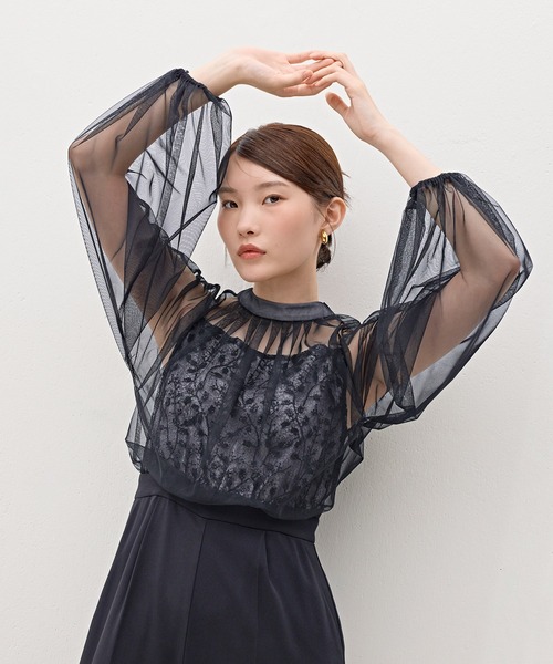 Kana(カナ)の「スパンコール刺繍シアーリボンパンツドレス パーティー 結婚式 お呼ばれ オケージョン(パンツドレス・レディース・チャコールグレー/ブラック・M)」の5枚目の写真