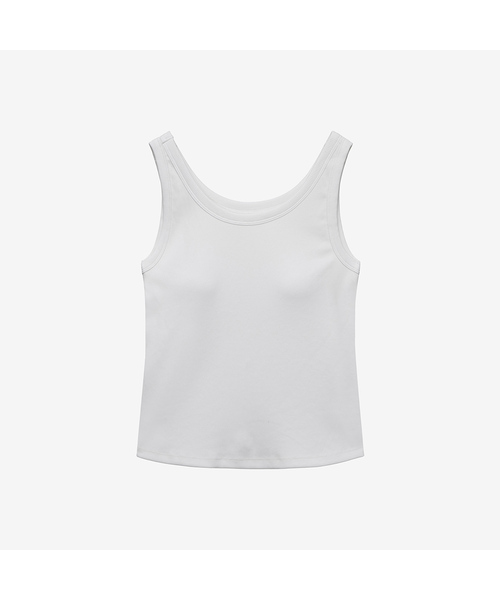 MIND BRIDGE WOMEN（マインドブリッジウーマン）の「[W]キャップ内蔵リブタンクトップ - 3カラー（Tシャツ/カットソー・レディース・ブラック/グレー/ホワイト・55/66）」の2枚目の写真