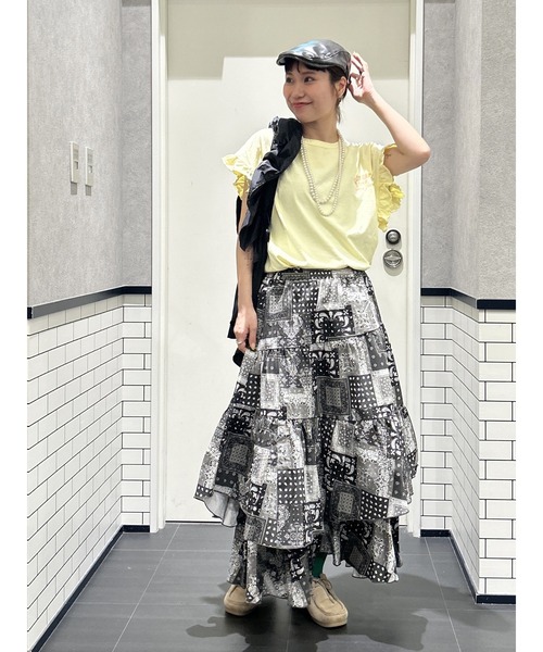 RODEO CROWNS WIDE BOWL（ロデオクラウンズワイドボウル）の「PATTERN ランダムティアードスカート（スカート・レディース・グリーン系その他2/ブラック系その他/グレー系その他/ホワイト系その他・FREE）」の12枚目の写真
