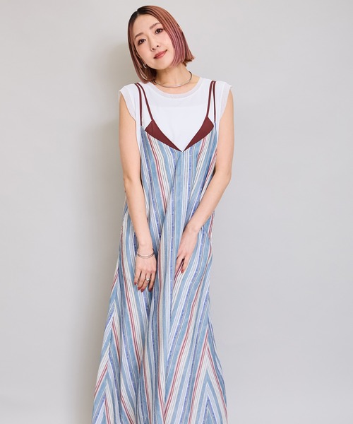 LHELBIE(レルビエ)の「レイヤードライクキャミワンピ(ワンピース・レディース・イエロー/ブルー/ネイビー・M)」の1枚目の写真