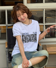 Dancing Skull half  T-shirts WHITE