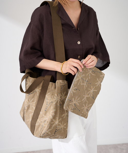 FRAMeWORK（フレームワーク）の「PAYDAY /ペイデイ 別注JACQUARD PALMTREE TOTE ポーチ（トートバッグ・レディース・アイボリー・FREE）」の7枚目の写真