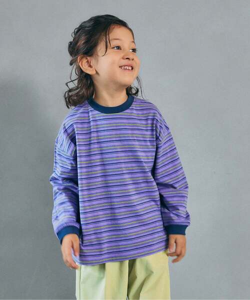 BREEZE（ブリーズ）の「【WEB限定】ゆったりシルエット無地・ボーダー長袖Tシャツ（Tシャツ/カットソー・キッズ・パープル/ピンク/ブラック/ワインレッド/グレー/チャコール/その他11/グリーン/ダークグリーン/ブラウン/その他12/イエロー・160/110/150/90/140/100/130/120）」の8枚目の写真