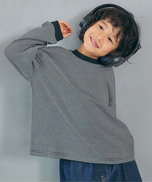 BREEZE（ブリーズ）の「【WEB限定】ゆったりシルエット無地・ボーダー長袖Tシャツ（Tシャツ/カットソー・キッズ・パープル/ピンク/ブラック/ワインレッド/グレー/チャコール/その他11/グリーン/ダークグリーン/ブラウン/その他12/イエロー・160/110/150/90/140/100/130/120）」の4枚目の写真