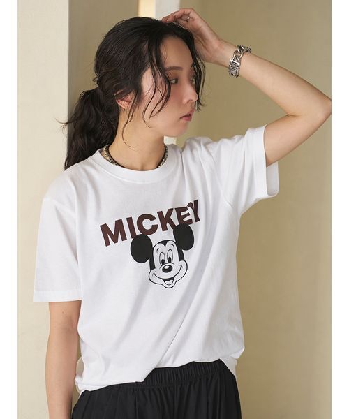 emmi(エミ)の「【emmi×GOOD ROCK SPEED】MICKEY MOUSE /Tシャツ(Tシャツ/カットソー・レディース・ホワイト/チャコールグレー/ピンク・F)」の1枚目の写真