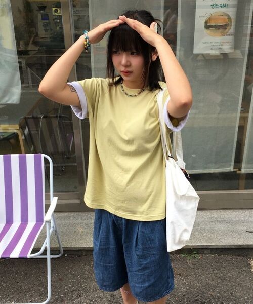 ANALOG MOOD(アナログムード)の「ソフトロールアップ半袖Tシャツ(バーガンディ)(Tシャツ/カットソー・レディース・その他・FREE)」の12枚目の写真