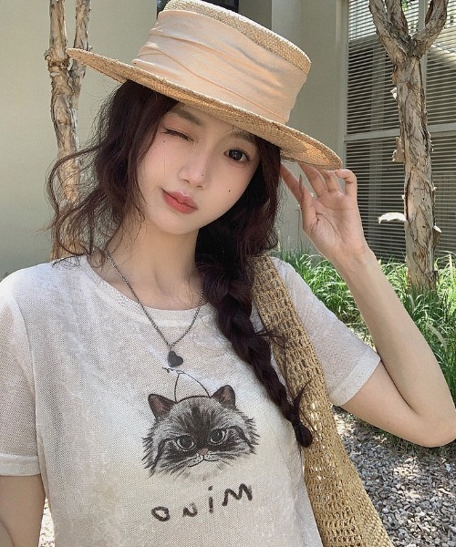 CHUN CHUN NOTES（チュンチュンノーツ）の「26SS/シアーフロッキーキャットプリントTシャツ（Tシャツ/カットソー・レディース・アイボリー・F）」の19枚目の写真