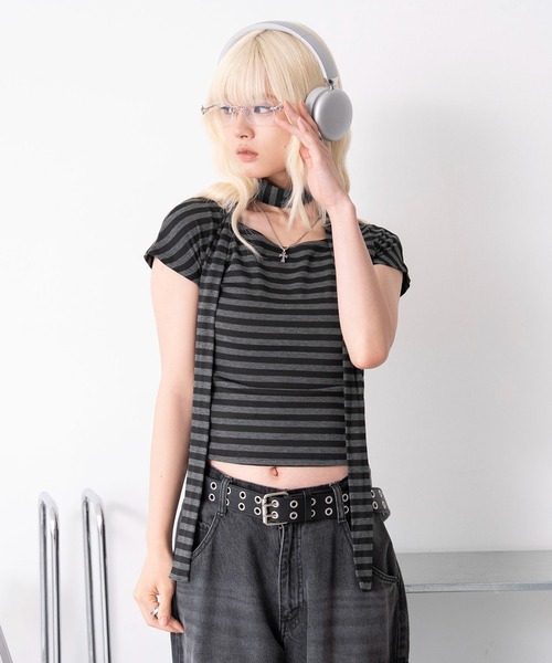 WEGO(ウィゴー)の「WEGO/タイ付きワイドネックT(Tシャツ/カットソー・レディース・ブラック系その他5/その他1・FREE)」の11枚目の写真