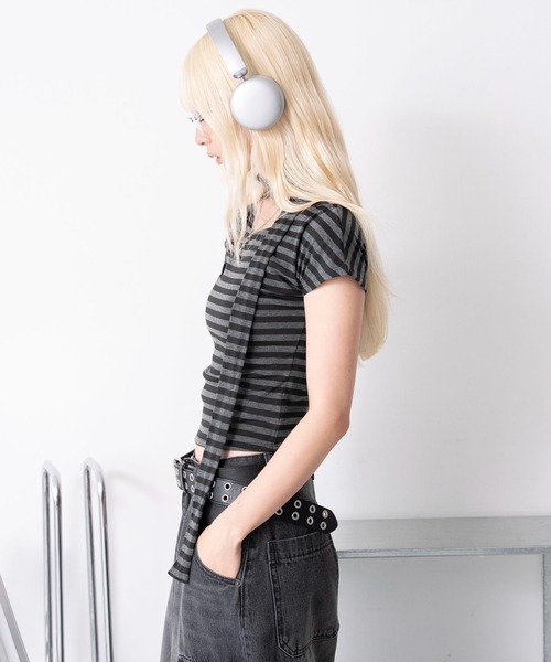 WEGO(ウィゴー)の「WEGO/タイ付きワイドネックT(Tシャツ/カットソー・レディース・ブラック系その他5/その他1・FREE)」の14枚目の写真