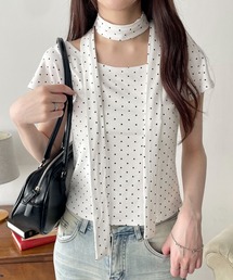 WEGO/タイ付きワイドネックT