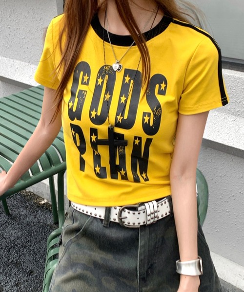 SHEENA（シーナ）の「ラインスリーブ配色ロゴリンガーTシャツ（Tシャツ/カットソー・レディース・イエロー/ホワイト/ブラック・M）」の14枚目の写真