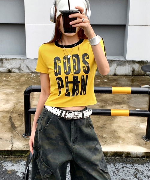 SHEENA（シーナ）の「ラインスリーブ配色ロゴリンガーTシャツ（Tシャツ/カットソー・レディース・イエロー/ホワイト/ブラック・M）」の15枚目の写真