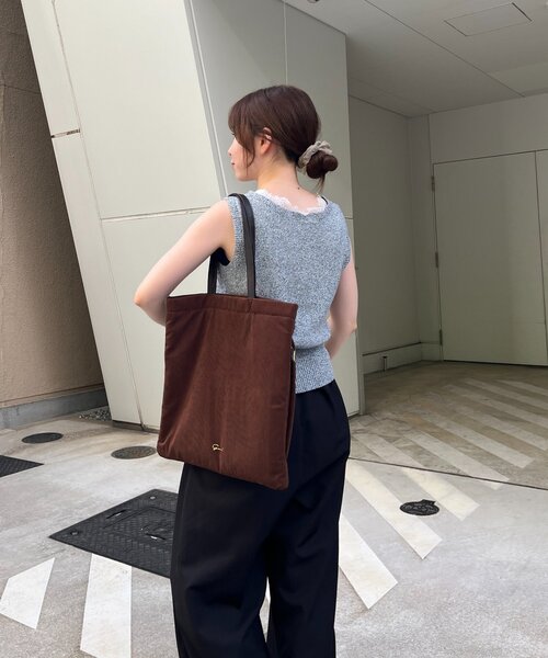 gemeil(ジェムイル)の「レザーハンドルコーデュロイトート(PT-373)(トートバッグ・レディース・ダークブラウン/ピンク/ベージュ・FREE)」の6枚目の写真