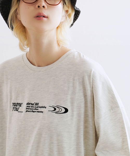 e-zakkamania stores（イーザッカマニアストアーズ）の「アソートロゴ＆マーク刺繍 BIGTシャツ（Tシャツ/カットソー・レディース・ネイビー/グレイッシュベージュ/オートミール・フリー）」の18枚目の写真