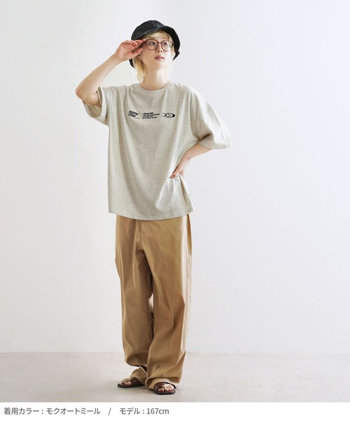 e-zakkamania stores（イーザッカマニアストアーズ）の「アソートロゴ＆マーク刺繍 BIGTシャツ（Tシャツ/カットソー・レディース・ネイビー/グレイッシュベージュ/オートミール・フリー）」の11枚目の写真