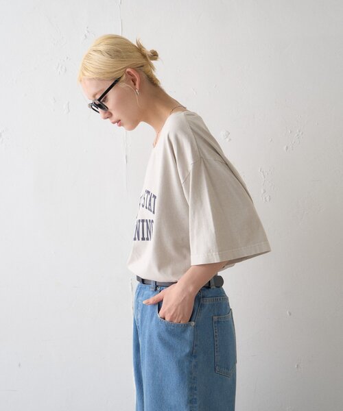 CIAOPANIC TYPY（チャオパニックティピー）の「∴アシッドウォッシュカレッジロゴオーバーTee（Tシャツ/カットソー・レディース・チャコールグレー/ブラウン/グレー系その他・ONE SIZE）」の22枚目の写真