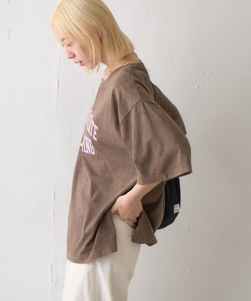CIAOPANIC TYPY（チャオパニックティピー）の「∴アシッドウォッシュカレッジロゴオーバーTee（Tシャツ/カットソー・レディース・チャコールグレー/ブラウン/グレー系その他・ONE SIZE）」の17枚目の写真