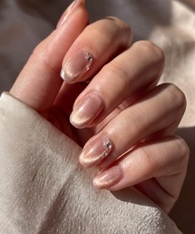 KONVINI（コンビニ）の「【not a nail】水光マグネットデザインネイルチップ　シアーピンク　オーバル　オフィスネイル　オケージョン　結婚式（ネイルシール/ネイルチップ）」