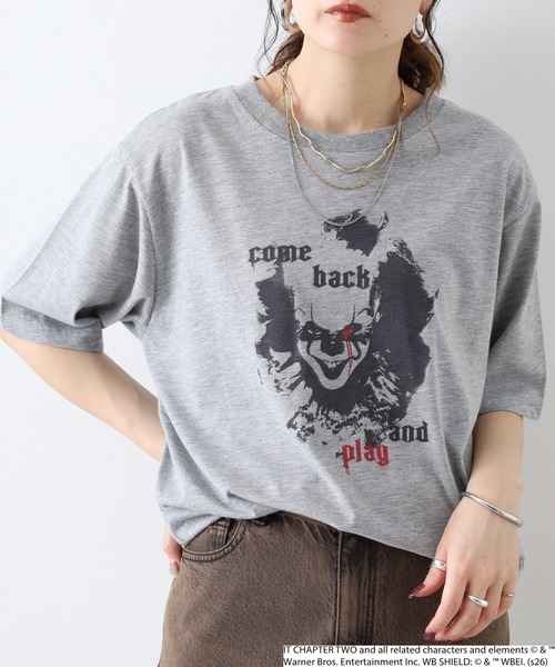 FUNALIVE（ファンアライブ）の「IT/イット ペニーワイズ 天竺 Tシャツ 半袖（Tシャツ/カットソー・メンズ・ブラック系1/グレー系2/グレー系1/ブラック系2・L/LL/M）」の14枚目の写真