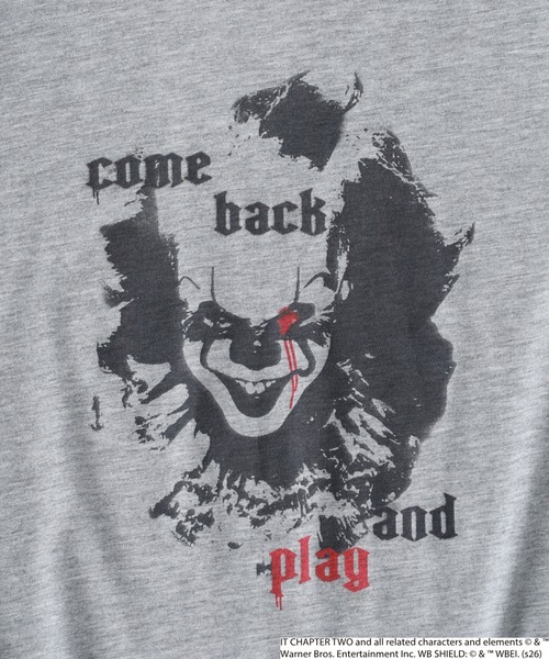 FUNALIVE（ファンアライブ）の「IT/イット ペニーワイズ 天竺 Tシャツ 半袖（Tシャツ/カットソー・メンズ・ブラック系1/グレー系2/グレー系1/ブラック系2・L/LL/M）」の6枚目の写真