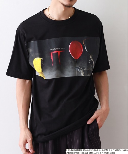 FUNALIVE（ファンアライブ）の「IT/イット ペニーワイズ 天竺 Tシャツ 半袖（Tシャツ/カットソー・メンズ・ブラック系1/グレー系2/グレー系1/ブラック系2・L/LL/M）」の9枚目の写真