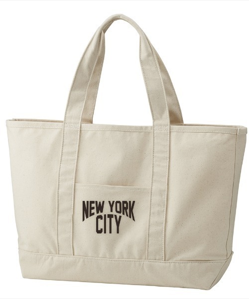 Ol' Basics(オールベーシックス)の「Ol' Basics(オール・ベーシックス) ビッグトートバッグ キャンバス NEW YORK CITY ニューヨーク ロゴ プリント 鞄 BAG アメカジ メンズ レディース ユニセックス(トートバッグ・レディース・ナチュラル・FREE)」の1枚目の写真