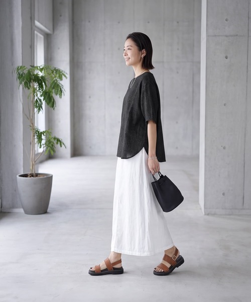 STYLE DELI(スタイルデリ)の「涼しい麻調5分袖プルオーバーブラウス(シャツ/ブラウス・レディース・ブラック/グレー/ホワイト・FREE)」の13枚目の写真