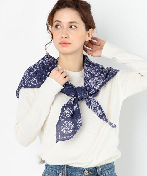 Another Edition(アナザーエディション)の「BINDUバンダナビッグスカーフ/BINDU BANDANA BIG SCF◆(バンダナ/スカーフ・レディース・ホワイト/ネイビー・FREE)」の6枚目の写真