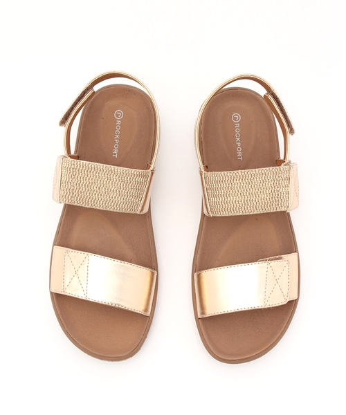 ROCKPORT（ロックポート）の「ウィークエンド カジュアルス ケオーナ　2バンド(WEEKEND CASUALS KEONA 2 BAND GORE)（サンダル・レディース・ゴールド×ブラウン・24.5cm/24.0cm/22.5cm/22.0cm/23.5cm/23.0cm/25.0cm）」の2枚目の写真