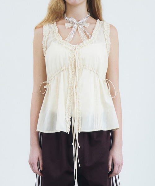 LE CIEL BLEU(ルシェルブルー)の「フリルブラウス / Frill Blouse(シャツ/ブラウス・レディース・ブラック/ホワイト・36)」の8枚目の写真