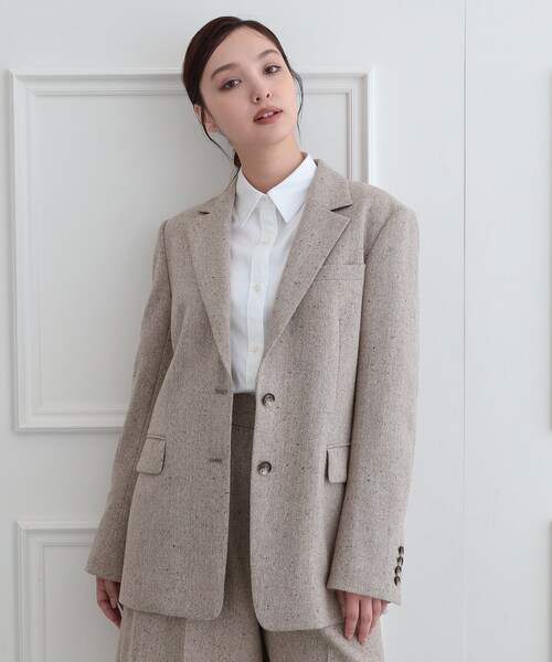 DRESSTERIOR(ドレステリア)の「【セットアップ可】ネップツイード ジャケット(テーラードジャケット・レディース・ベージュ系3/グレー系その他4・36/38)」の1枚目の写真
