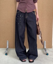CHUN CHUN NOTES（チュンチュンノーツ）の「26AW/スタッズデザイン ワイドデニムパンツ（デニムパンツ）」